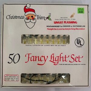 Vintage Christmas Trim 50 Fancy Light Set Single Flashing 25 Ft Wal-Mart 40-550G